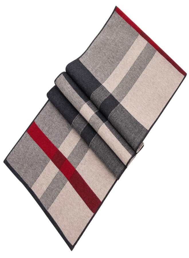Lallier Men's Merino Wool Scarf, Long Winter Neckwear with Gift Box (Camel Black) - Image 4